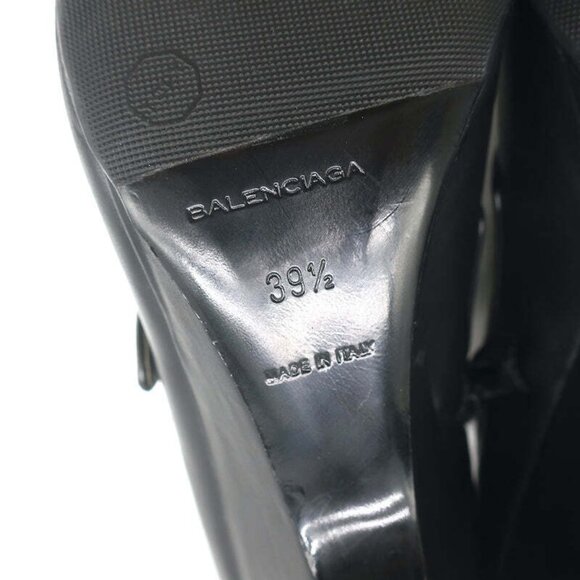 Balenciaga Wedge Booties Black & Gray Leather Size 39.5 Pointed Toe Ankle Boots - Picture 12 of 12